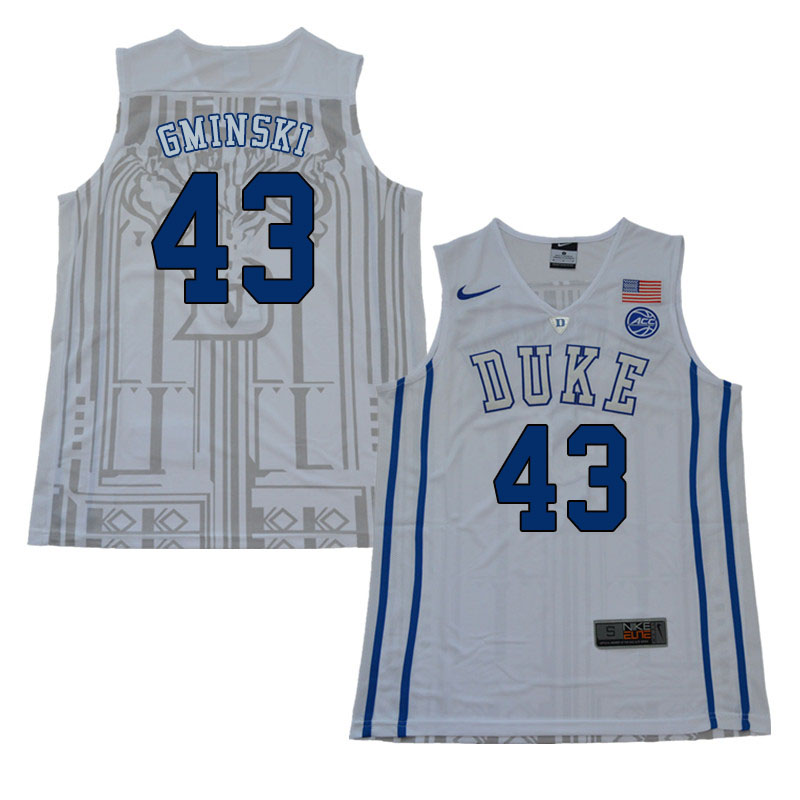 2018 Men #43 Mike Gminski Duke Blue Devils College Basketball Jerseys Sale-White - Click Image to Close